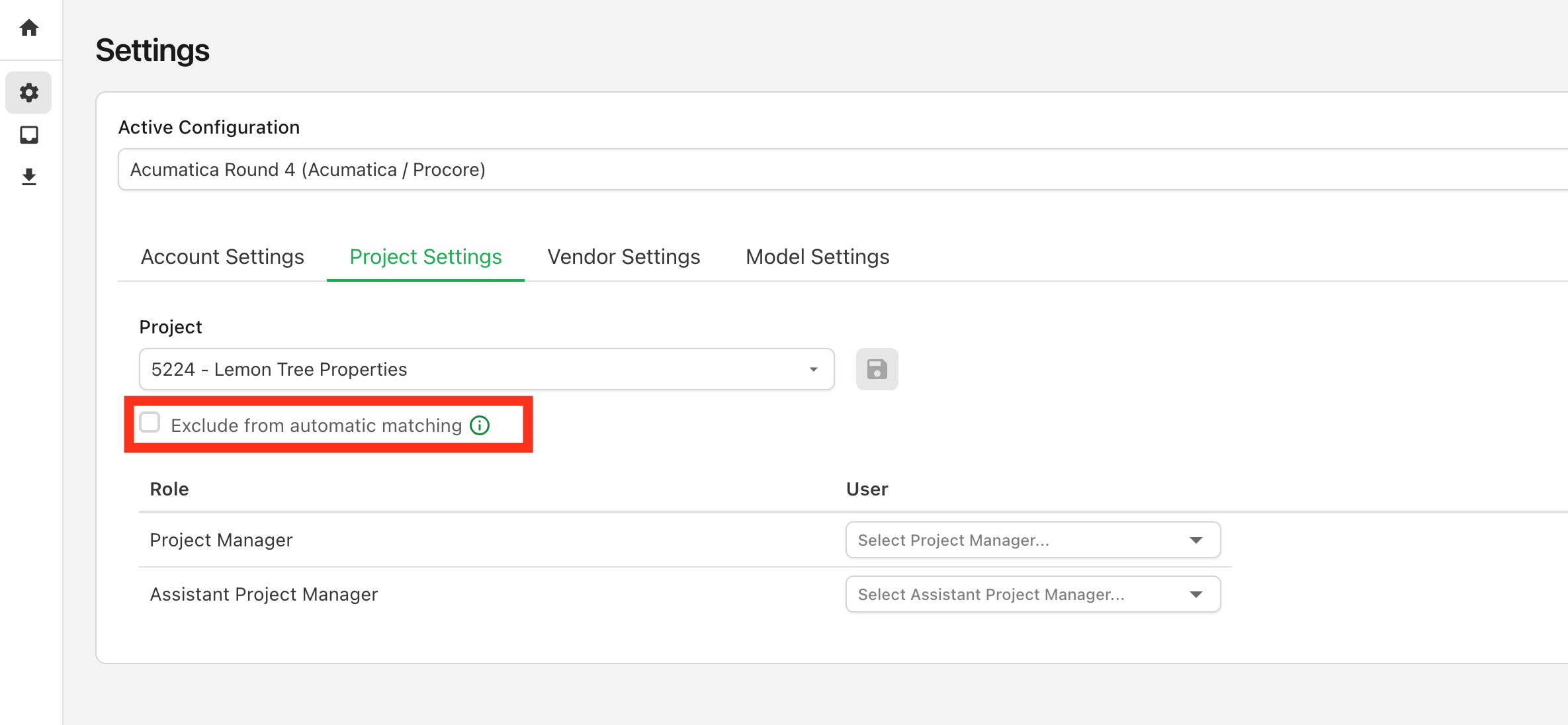 Project Automatch Exclusion
