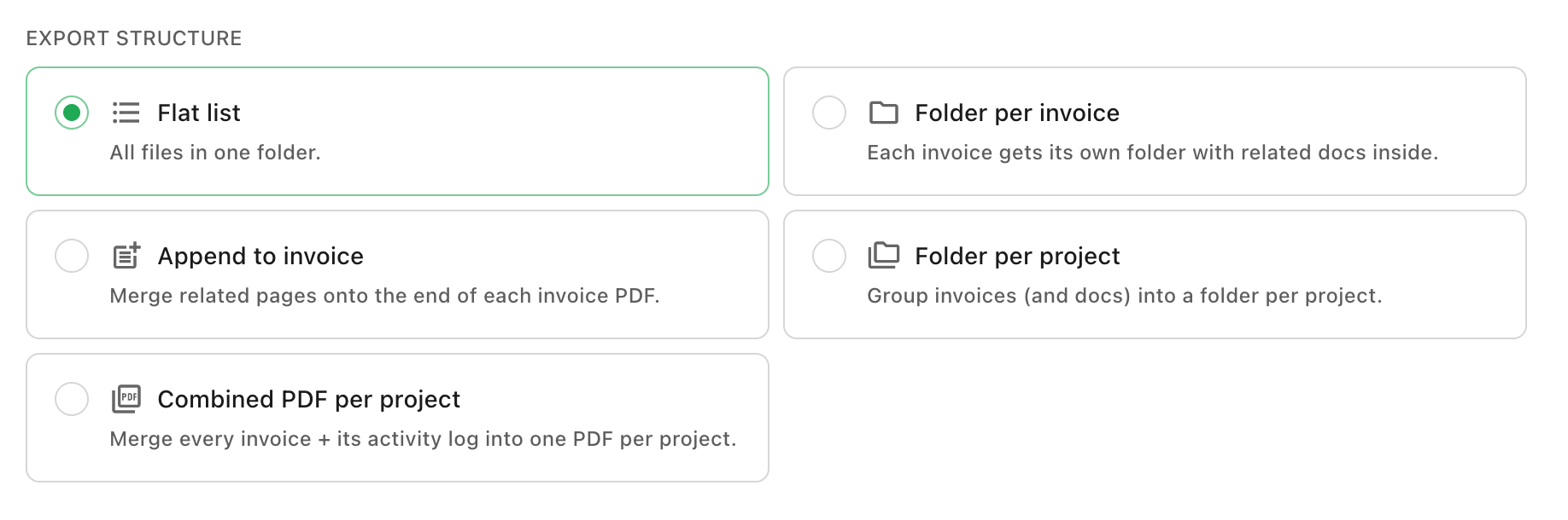Export structure