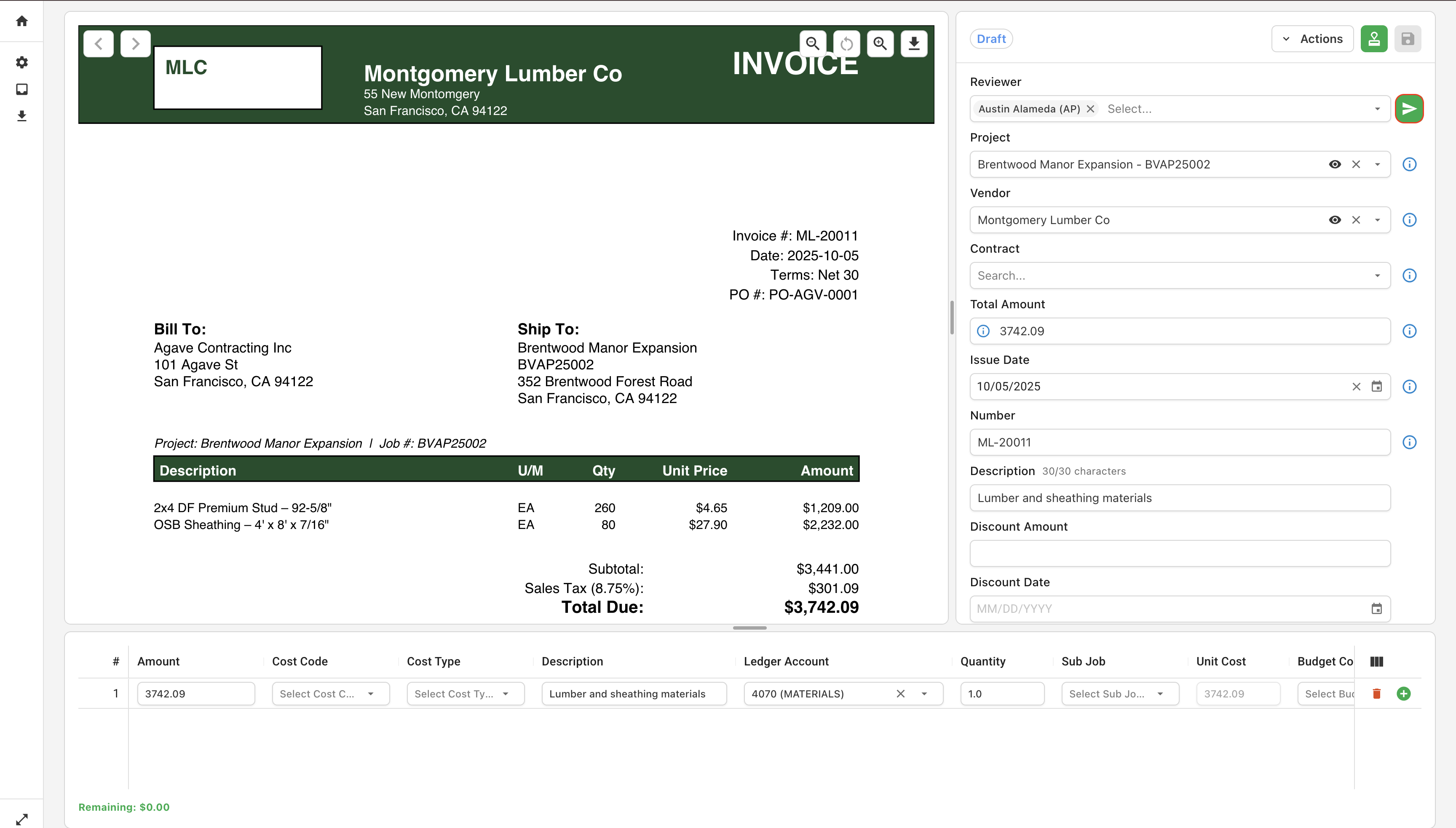 Invoice Intake