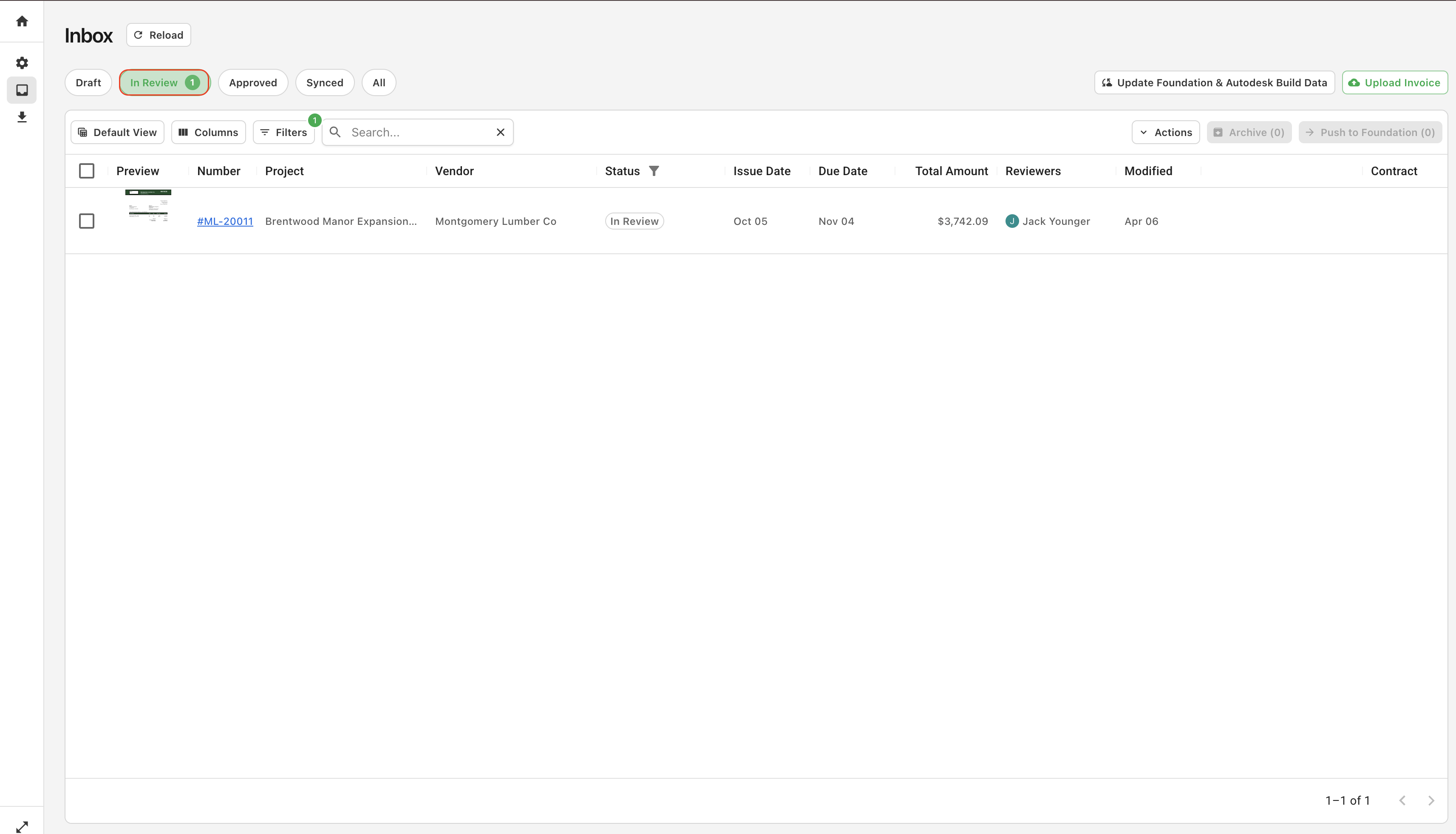 Reviewer Invoice View