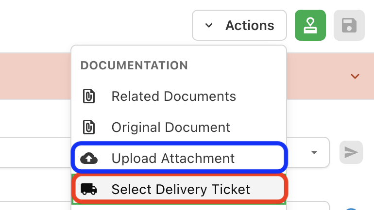 Actions Menu