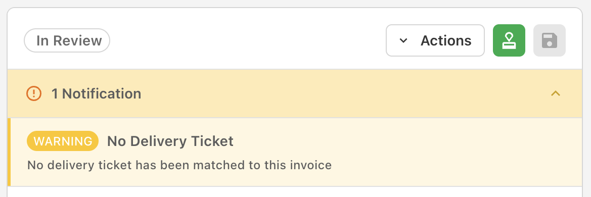 No Delivery Ticket Warning