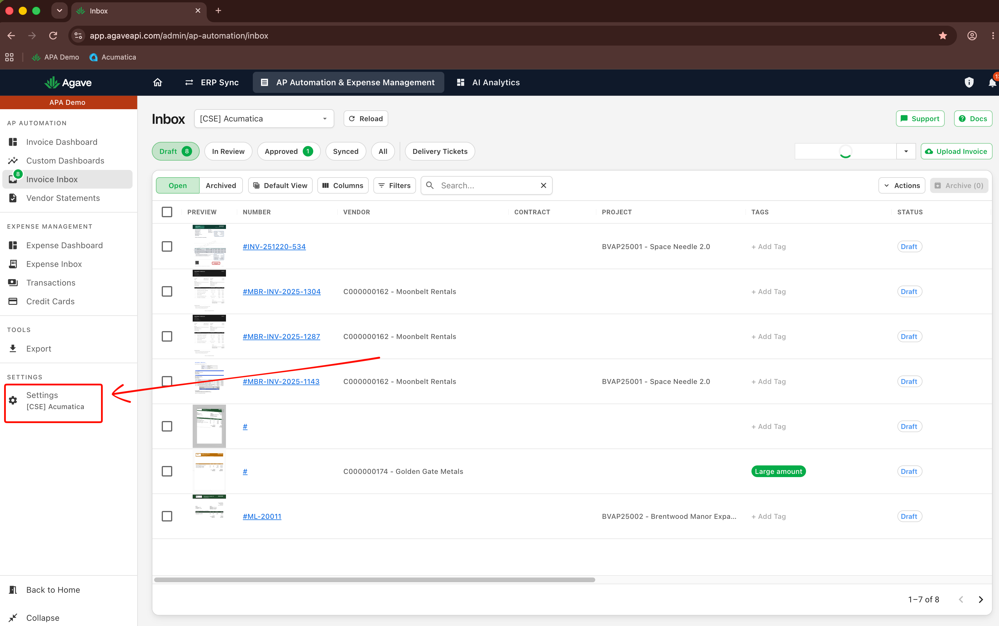 The homepage with the settings icon highlighted