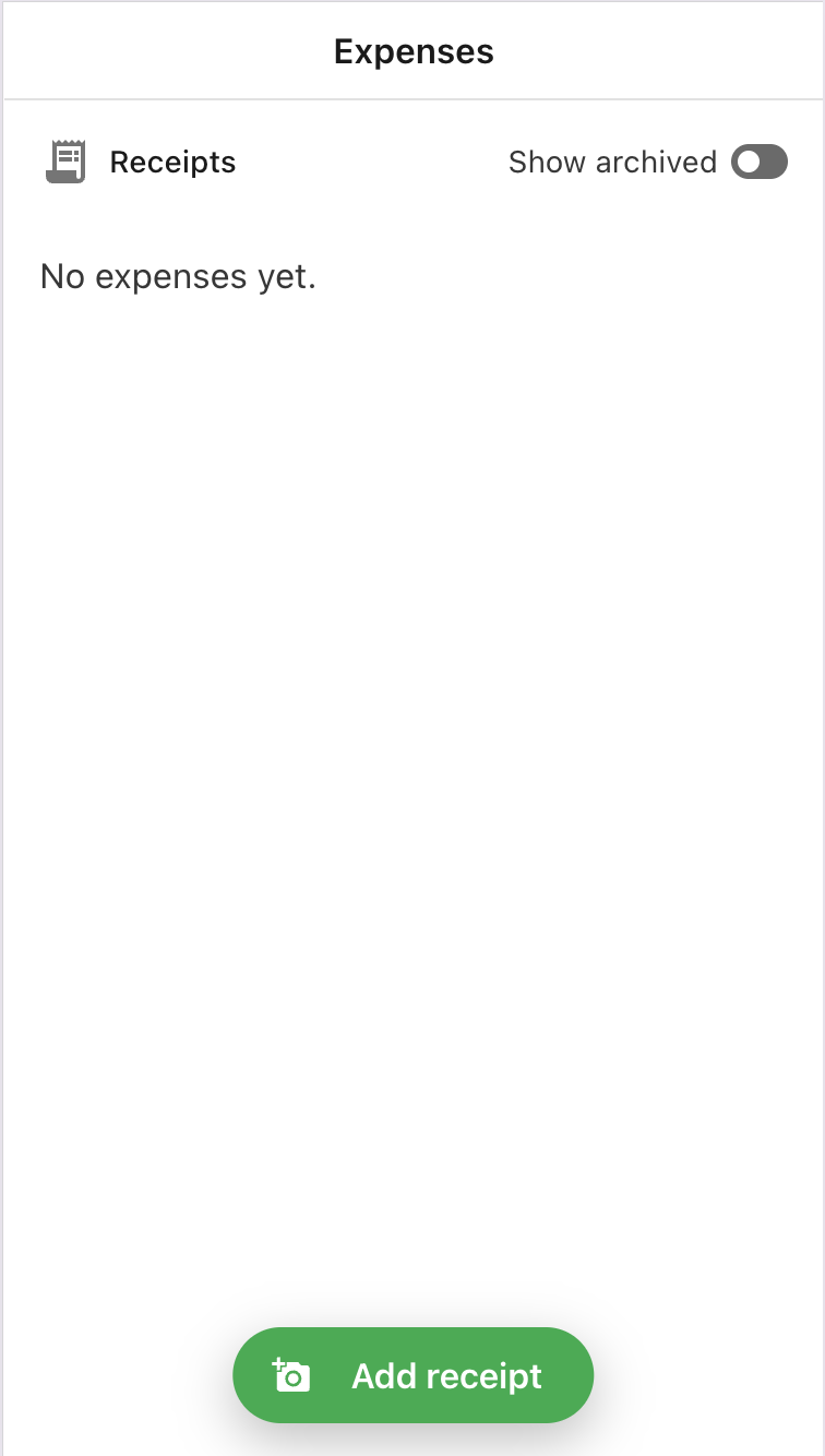 Expenses home screen