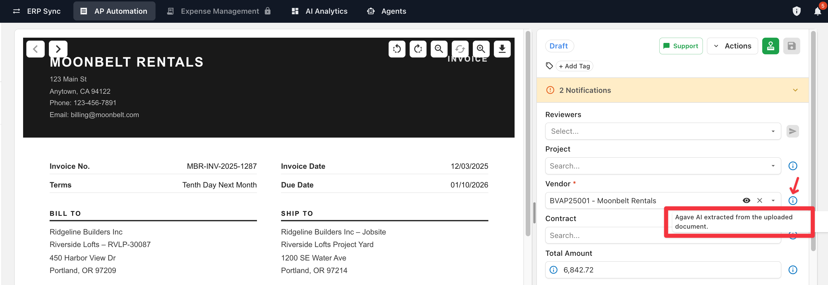 Header field information icon tooltip