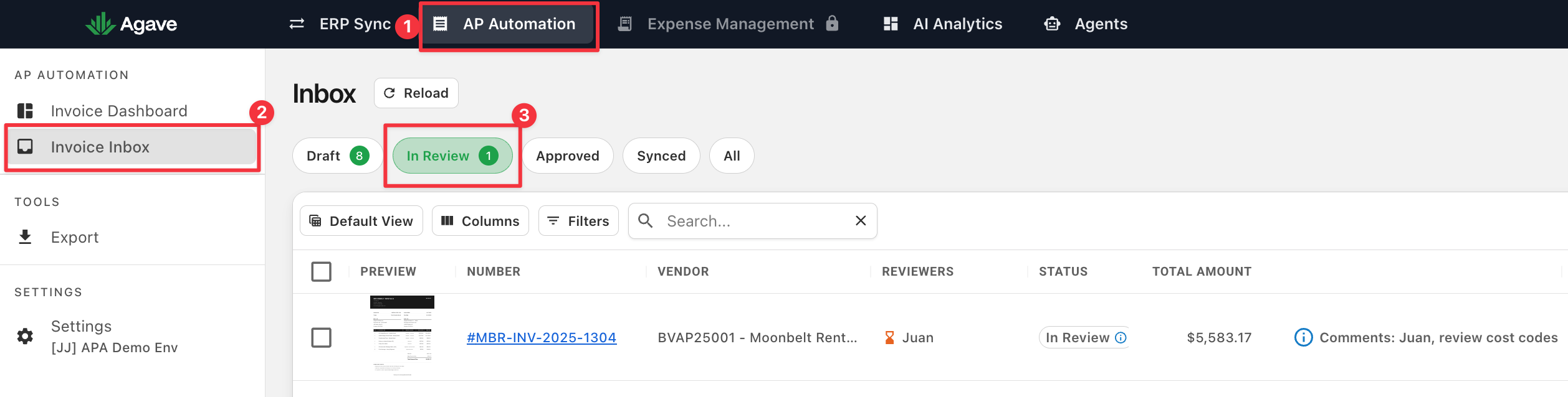 The Inbox with the To Review tab selected