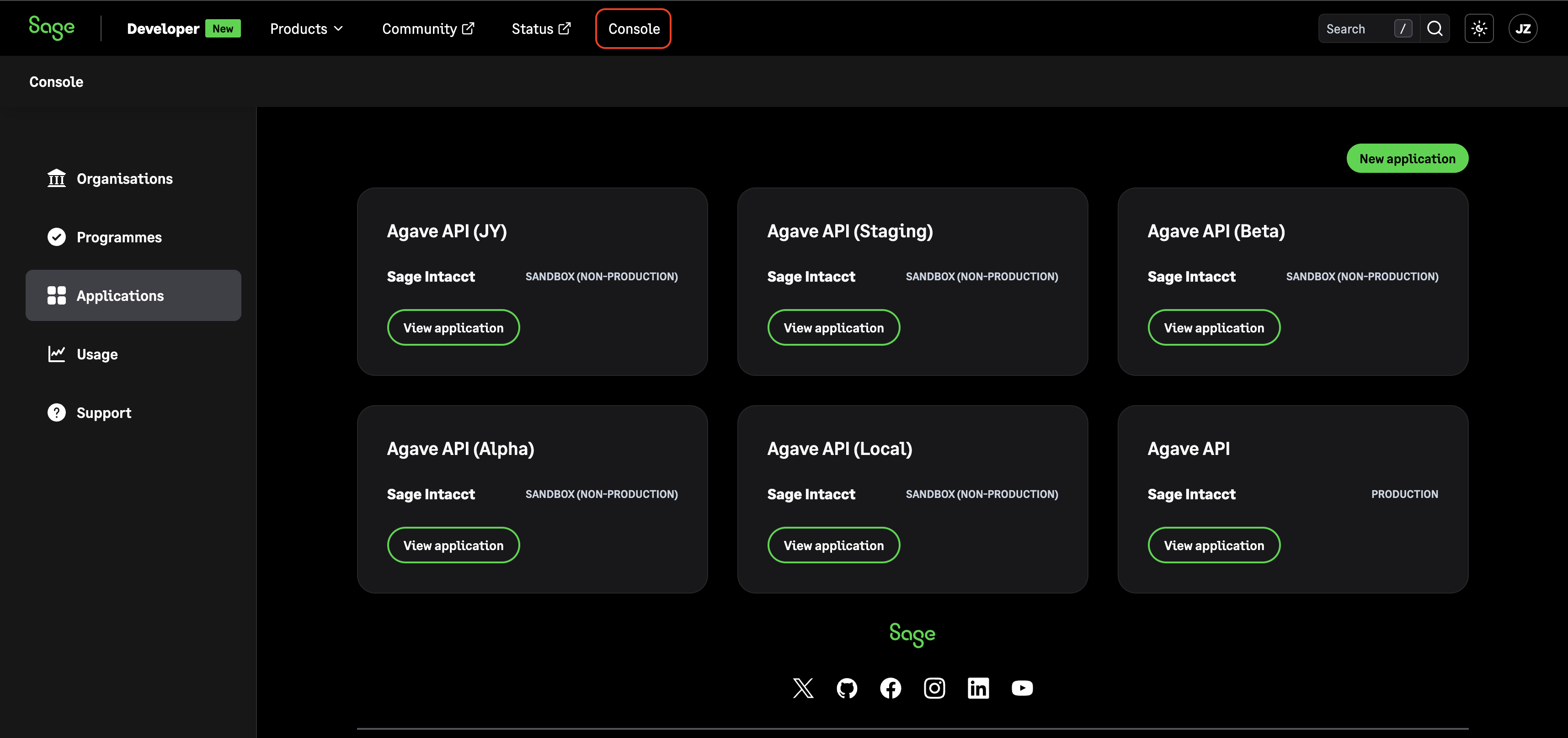 The Console tab in the Sage Intacct Developer Portal