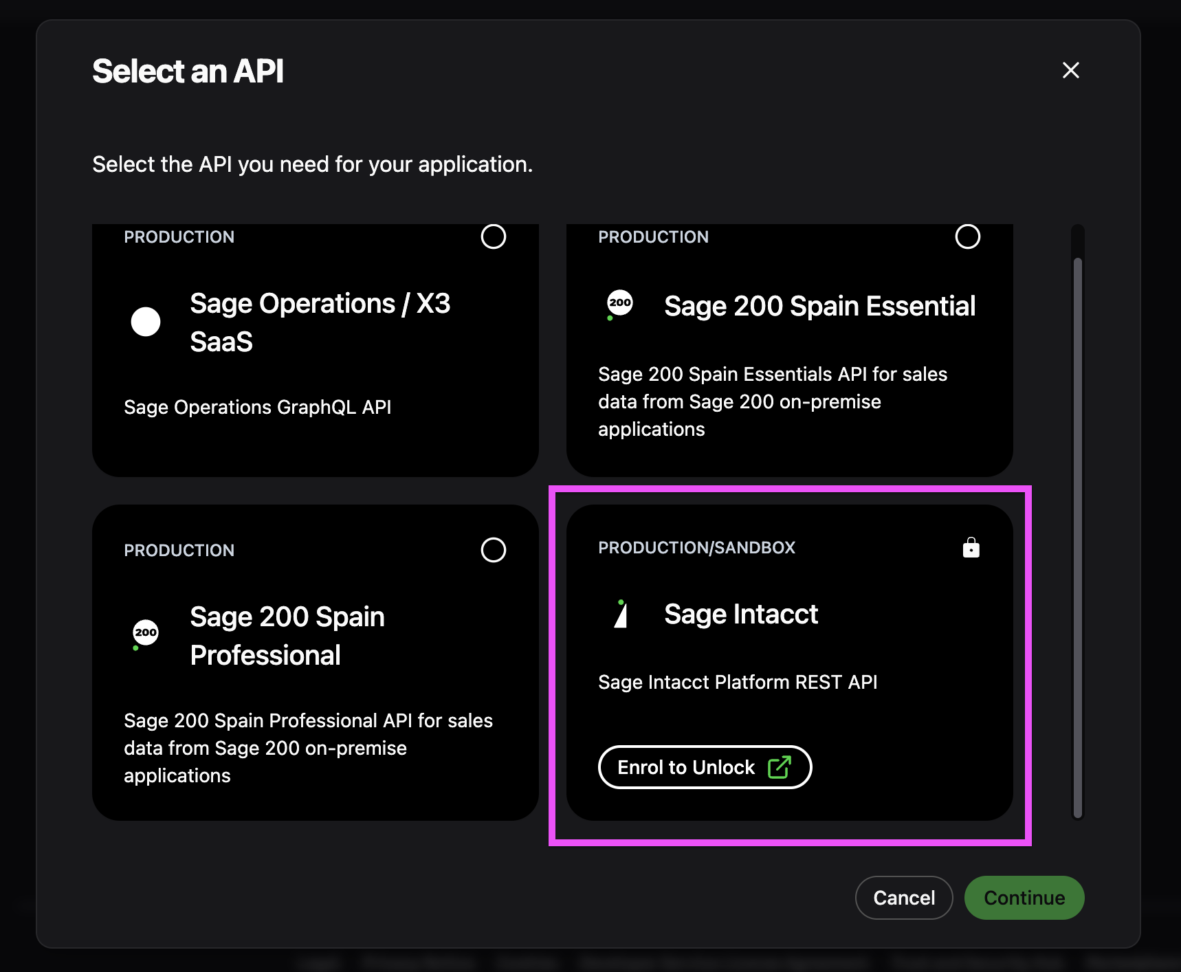 The Enroll to unlock button in the Sage Developer Portal